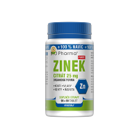 BIO PHARMA Zinok Citrát Forte 25 mg 90+90 tabliet