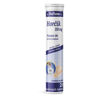 MEDPHARMA Horčík 150 mg + vitamín B6 20 šumivých tabliet (Magnézium (Horčík)) - Viaczložkové